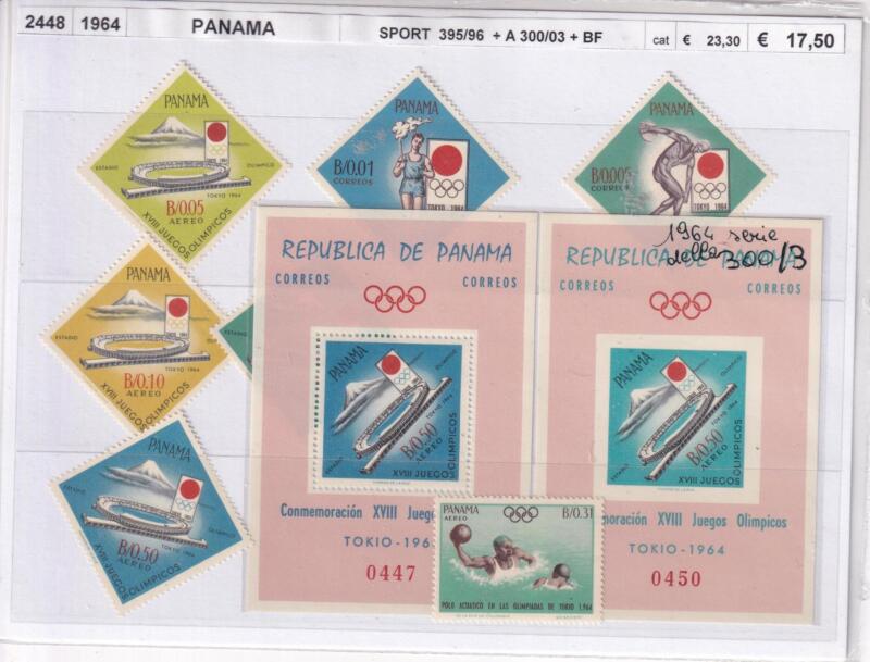 Francobolli e Foglietti Panama, Anno 1964, Olimpiadi Tokio 1964 (cat. n. 395-396, Pa n. 300-303)