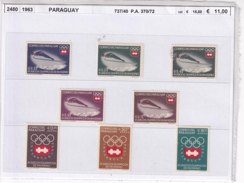 Francobolli Paraguay, Anno 1964, Giochi Olimpici Invernali Innsbruck 1964 Cortina d'Ampezzo 1956 (cat .n. 737-741, Pa n. 358-360)