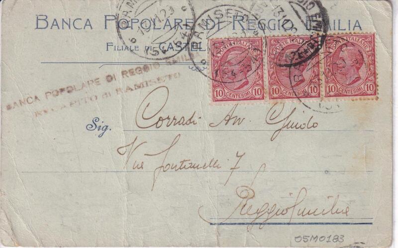 Storia postale. Lettera da Ramiseto 13/11/1929 a Reggio Emilia