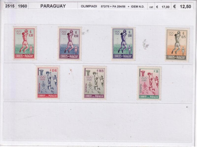 Francobolli Paraguay, Anno 1960, Olimpiadi 1960  )cat. n. 672-675, Pa n. 254-256)