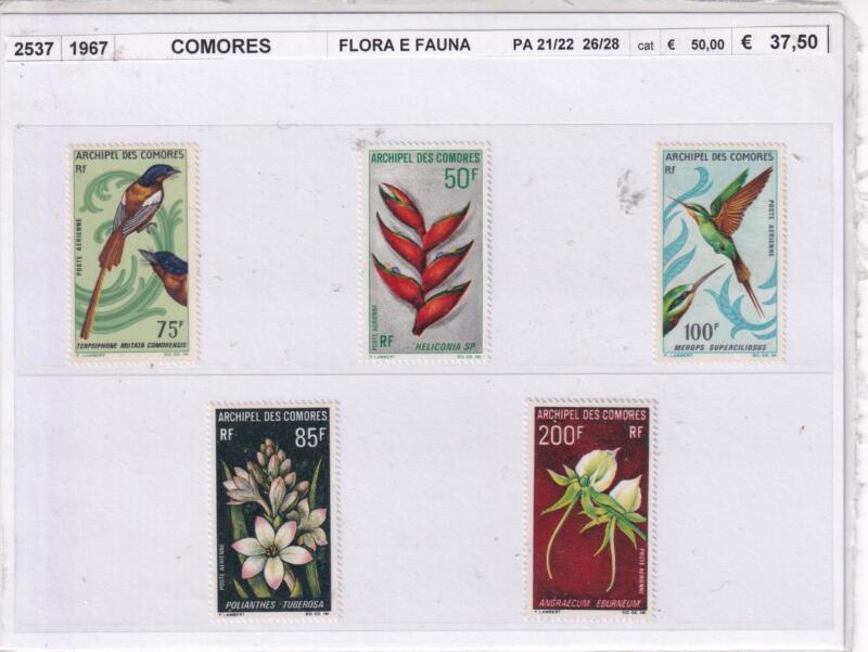 Francobolli Comore, Anno 1967, Flora e Fauna (cat. n. 26-28, Pa n. 21-22)