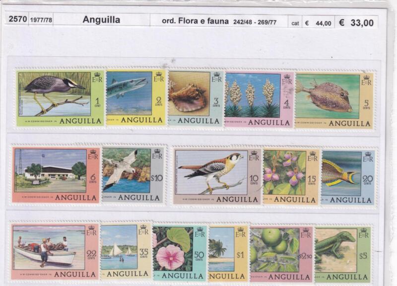 Francobolli Anguilla, Anni 1977-1978, Serie ordinaria Flora e Fauna (cat. n. 242-248, n. 269-277)