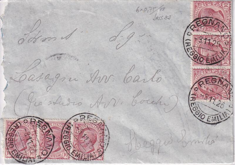 Storia postale. Lettera da Regnano 03/11/1925 a Reggio Emilia