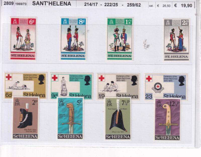 Francobolli St. Helena, Anni 1969-1973, Varie emissioni (cat. n. 214-217, n. 222-225, n. 259-262)