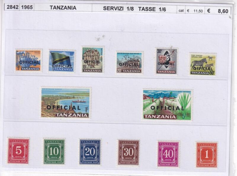Francobolli Tanzania, Anno 1965, Servizi Soprastampati cat. n. 1-8, Tasse cat. n. 1-6