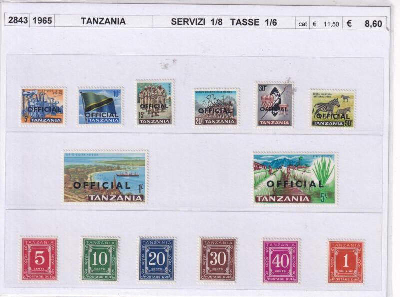 Francobolli Tanzania, Anno 1965, Servizi Soprastampati cat. n. 1-8, Tasse cat. n. 1-6
