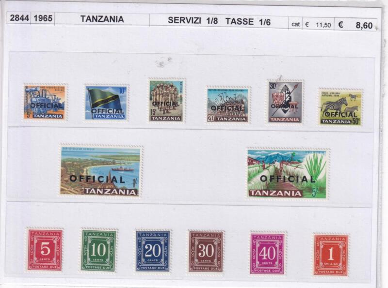 Francobolli Tanzania, Anno 1965, Servizi Soprastampati cat. n. 1-8, Tasse cat. n. 1-6