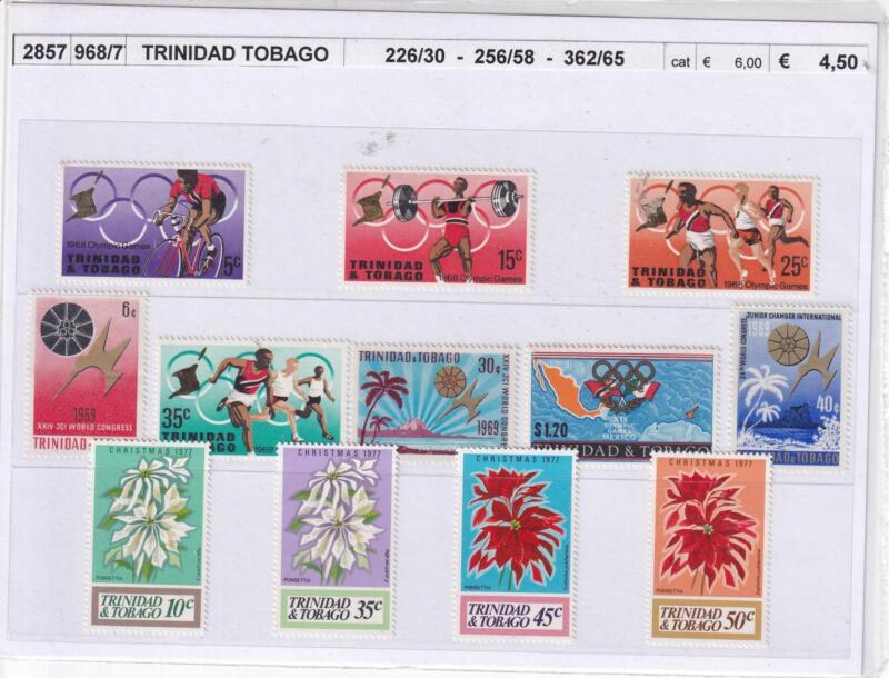 Francobolli Trinidad e Tobago, Anni 1968, 1977, Olimpiadi e Fiori (cat. n. 226-230, n. 256-258, 362-365)