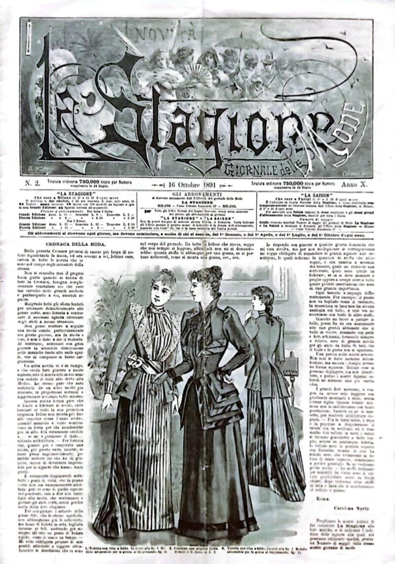 Rivista La Stagione Giornale delle Mode, n. 2 del 16 ottobre 1891, Anno IX