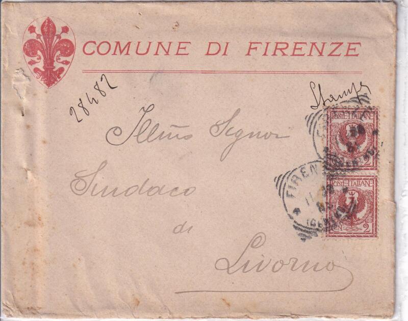 Storia postale. Lettera da Firenze 11/08/1885 Livorno