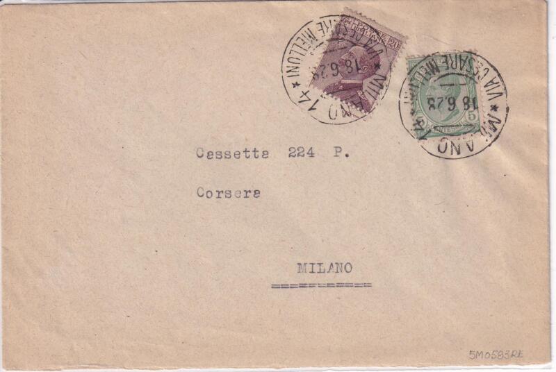 Storia postale. Lettera da Milano 18/06/1928 Casella Postale 224