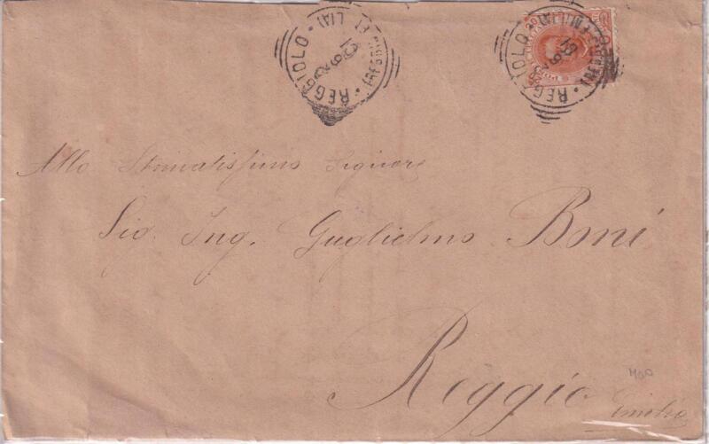 Storia postale. Lettera da Reggiolo 02/06/1901 a Reggio Emilia 02/06/1901