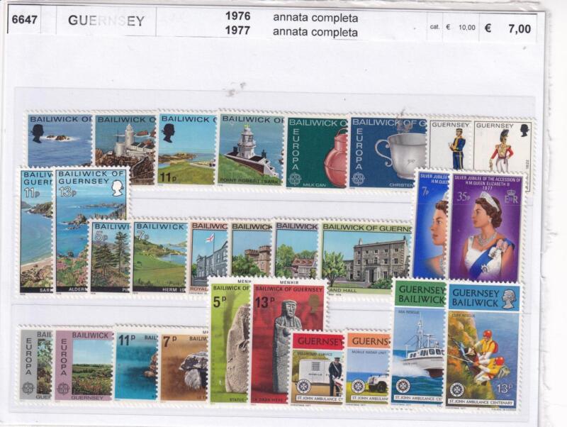 Francobolli Guernsey, Anni 1976 e 1977, Annate complete (cat. da n. 124 a n. 151)