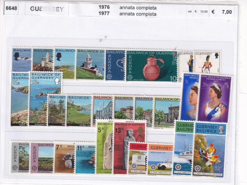 Francobolli Guernsey, Anni 1976 e 1977, Annate complete (cat. da n. 124 a n. 151)
