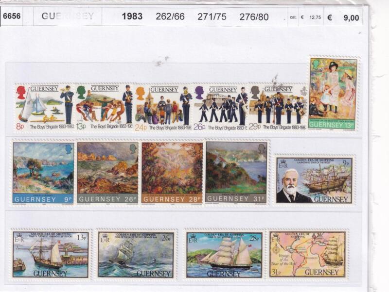 Francobolli Guernsey, Anno 1983, Varie emissioni (cat. n. 262-266, n. 271-275, n. 276-280)