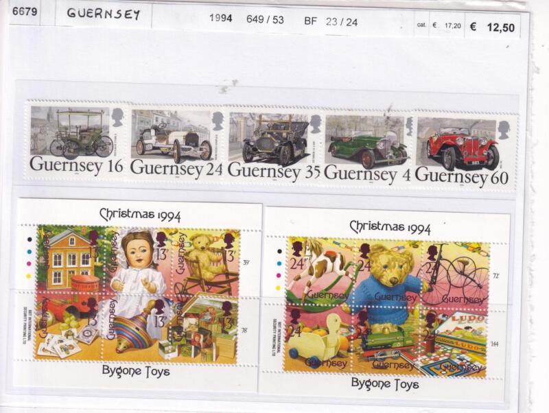 Francobolli e Foglietto Guernsey, Anno 1994, Varie emissioni (cat. n. 649-653, BF n. 23-24)