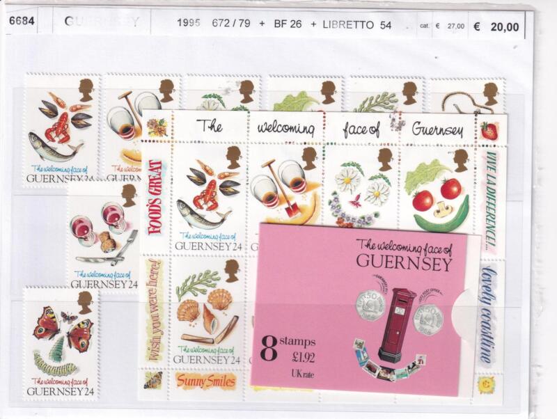 Francobolli, Foglietto Libretto Guernsey, Anno 1995, Varie emissioni (cat. n. 672-679, BF n. 26, Lb n. 54)