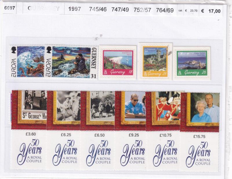 Francobolli Guernsey, Anno 1997, Varie emissioni (cat. n. 745-746, n. 747-749 autoadesivi, n. 752-757, 764-769)