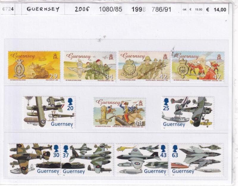 Francobolli Guernsey, Anni 1998, 2006, Varie emissioni (cat. n. 786-791, n. 1080-1085)
