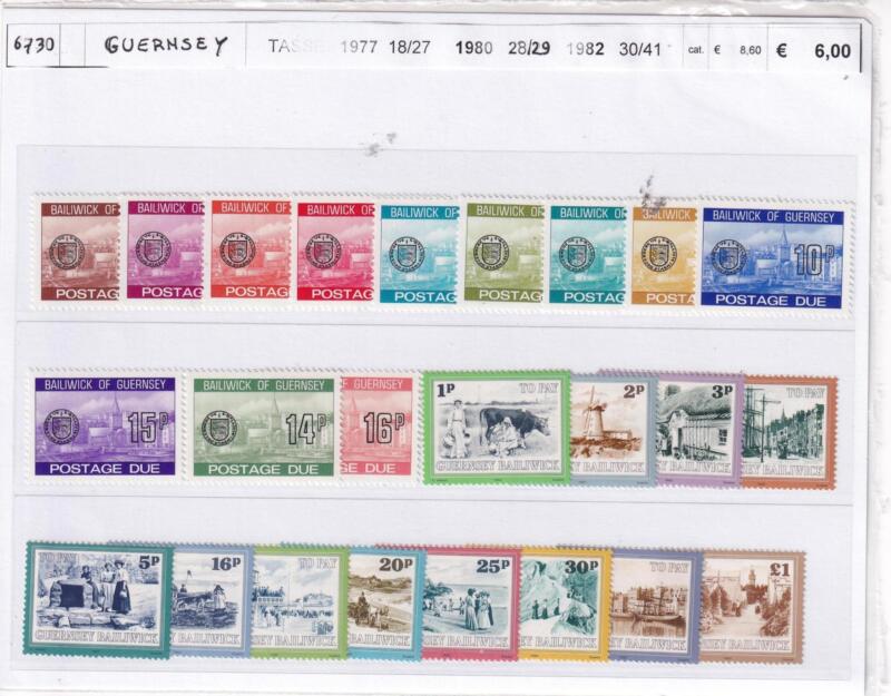 Francobolli Guernsey, Anni 1977, 1980, 1982, Tasse varie emissioni (cat. n. 18-27, n. 28-29, n.30-41)