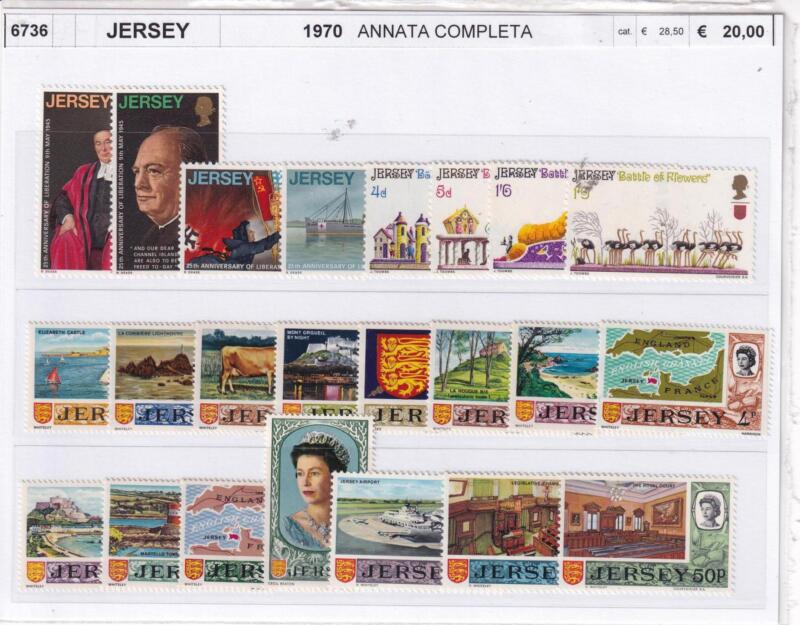 Francobolli Jersey, Anno 1970, Annata completa (cat. da n. 20 a n. 42)