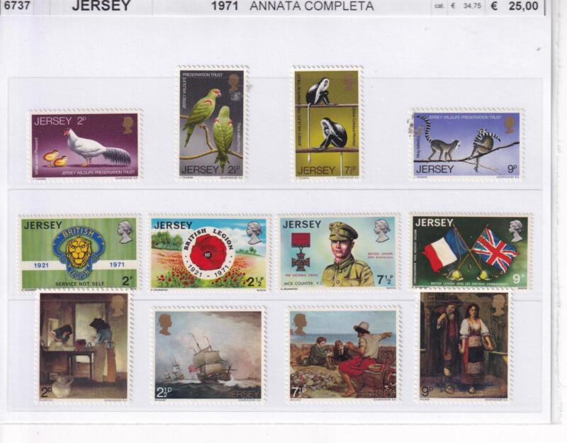 Francobolli Jersey, Anno 1971, Annata completa (cat. da n. 43 a n. 54)