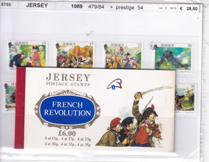 Francobolli e Libretto Jersey, Anno 1989, Bicentenario della Rivoluzione francese emessi anche in Libretto (cat. n. 479-484, Lb n. 54)