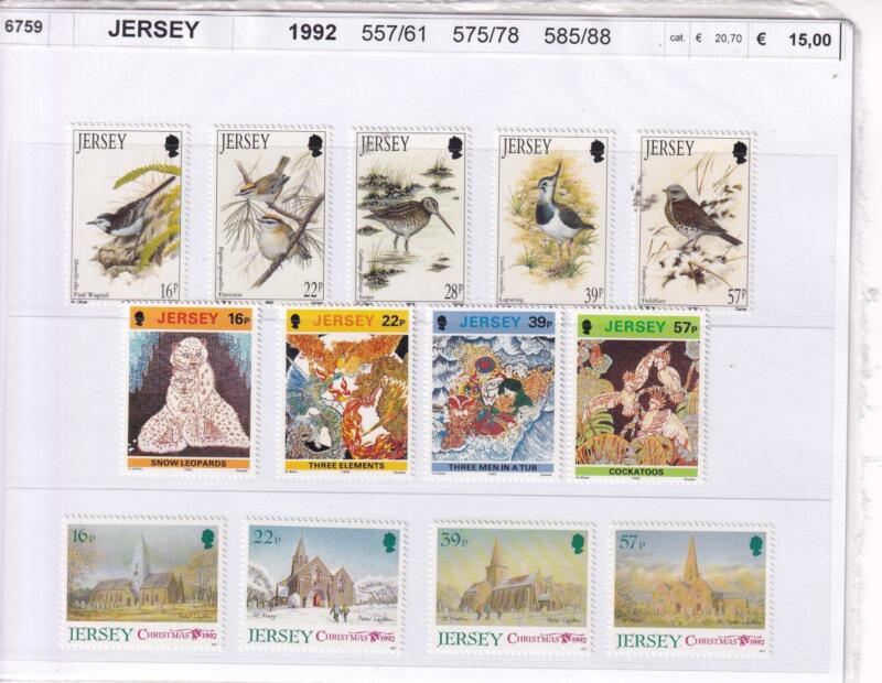 Francobolli Jersey, Anno 1992, Varie emissioni (cat. n. 557-561, n. 575-578, n. 585-588)