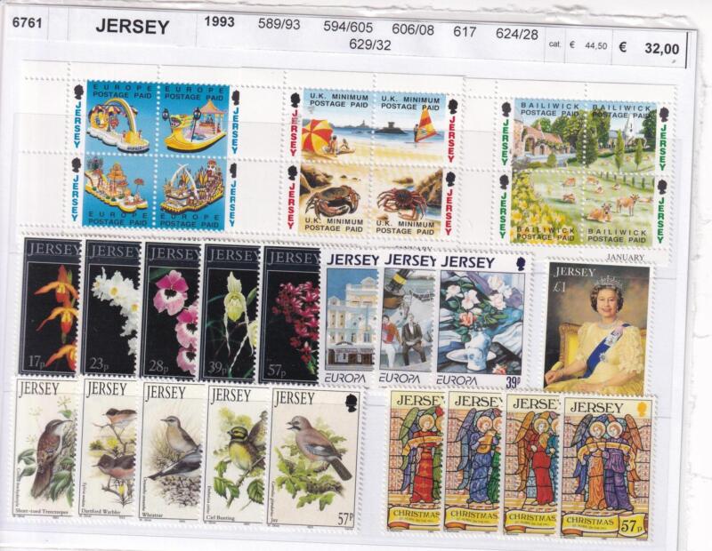 Francobolli Jersey, Anno 1992, Varie emissioni (cat. n. 589-593, n. 594-605, n. 606-608, n. 617, n. 624-628, n.629-632)