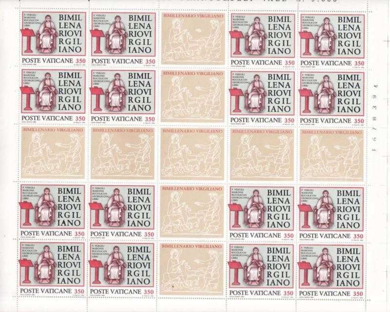 Fogli Francobolli Vaticano, Anno 1981, Serie completa Bimillenario Virgiliano (cat. n. 688-589)