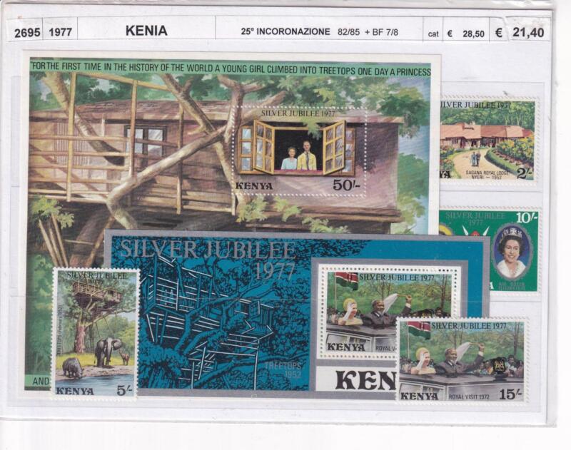 Francobolli e Foglietti Kenia, Anno 1977, 25esimo anniversario Incoronazione (cat. n. 82-85, BF n. 7-8)