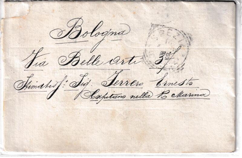 Storia postale. Lettera da La Spezia 00/00/1901 a Bologna