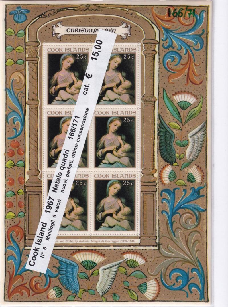 Minifoglio Cook Islands, Anno 1967, Natale (cat. n. 166-171)