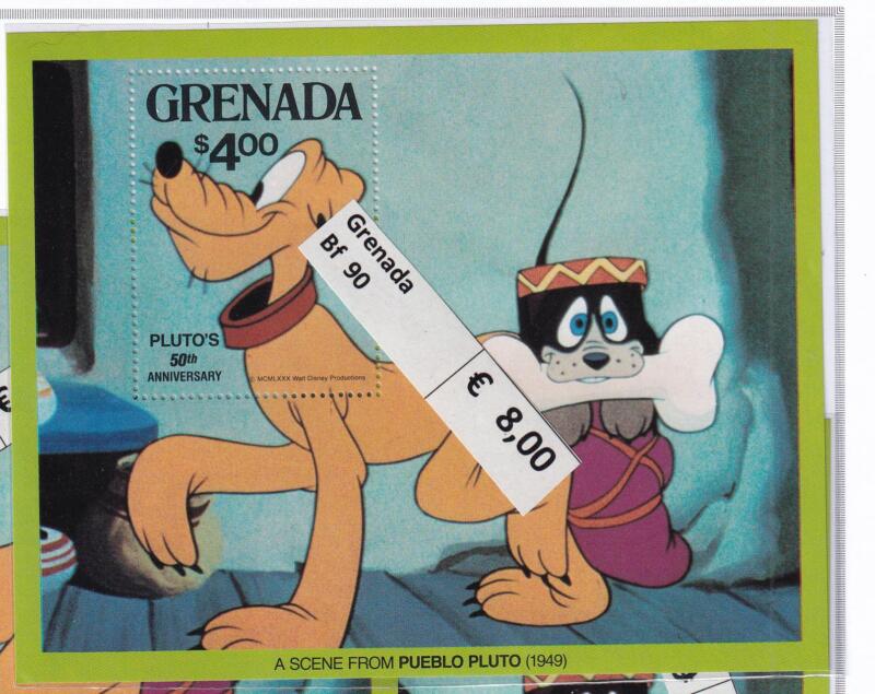 Foglietto Granada, Tematica Disney, Anno 1981, 50esimo anniversario Pluto (BF n. 90)