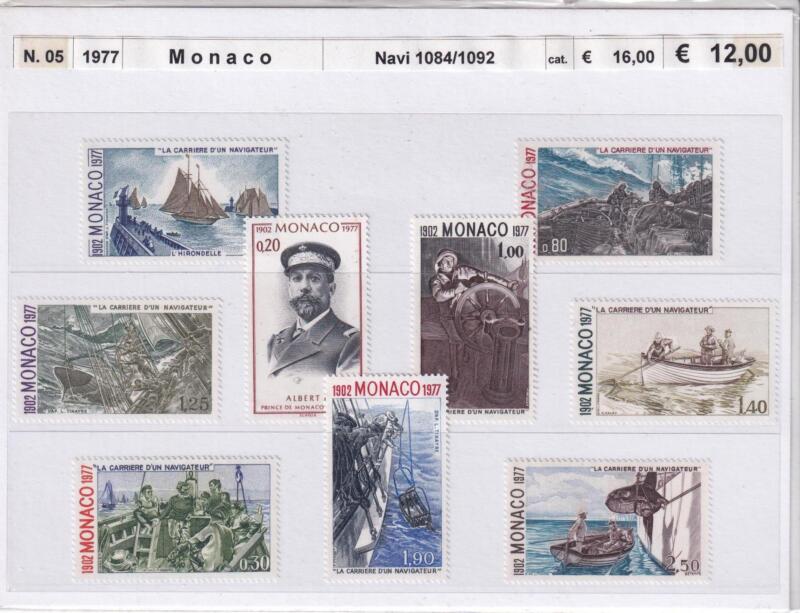 Francobolli Monaco, Anno 1977, Navi (cat. n. 1084-1092)