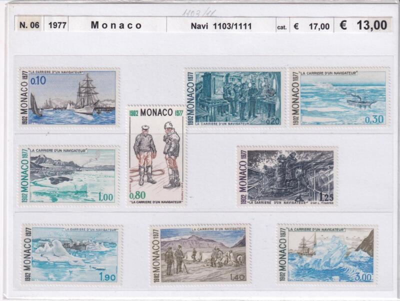 Francobolli Monaco, Anno 1977, Navi (cat. n. 1103-1111)