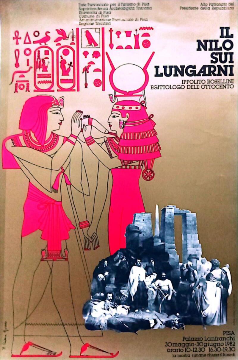 Manifesto pubblicitario Mostra Il Nilo Sui Lungarni 30 maggio - 30 giugno 1982