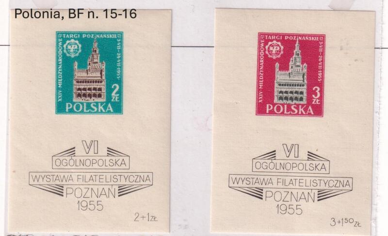 Foglietti Polonia, Anno 1955, Esposizione Filatelica 1955 (BF n. 15-16)