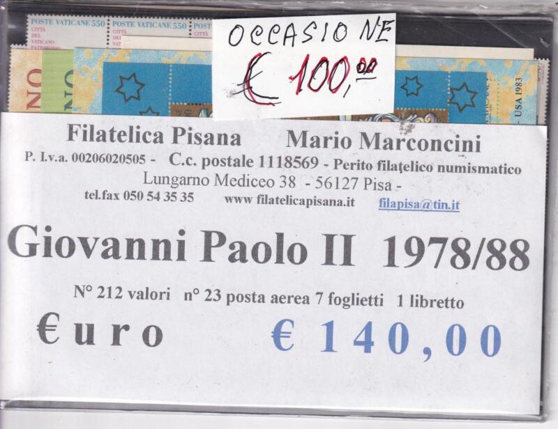 Francobolli Vaticano, Annate complete dal 1978 al 1988 compreso (Pontificato Giovanni Paolo II)
