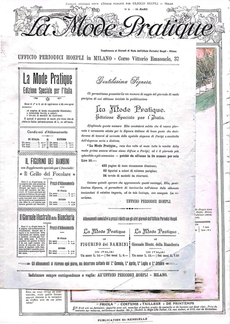 Rivista La Mode Pratique n. 6 del 16 marzo 1905