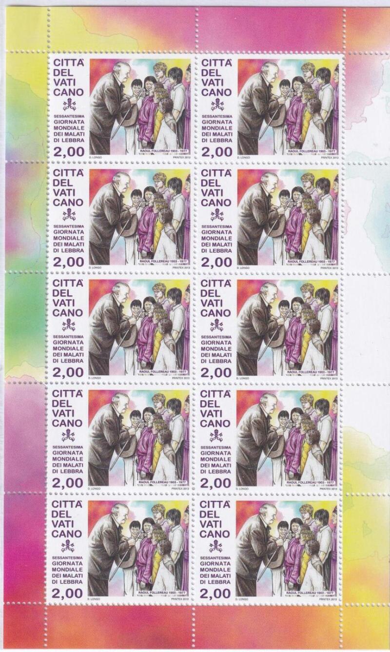 Minifoglio Vaticano, Anno 2013, 60esima Giornata mondiale dei malati di lebbra (MF n. 1655)