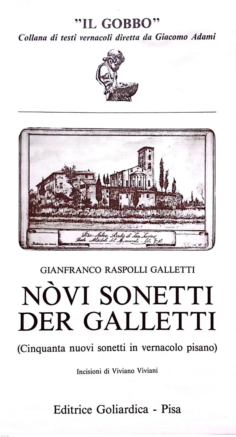 Manifesto pubblicitario libro Novi sonetti del Galletti di Gianfranco Raspolli Galletti