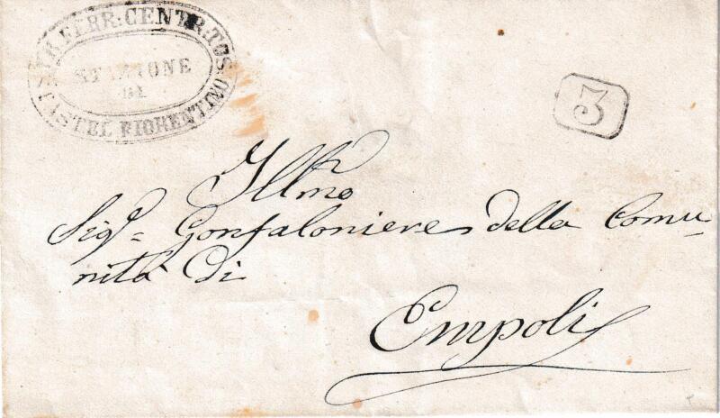 Prefilatelica. Strada Ferrata Leopolda da Castelfiorentino a Empoli