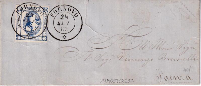 Storia postale Lettera da Fornovo 24/09/1868 a Faenza 25/09/1868