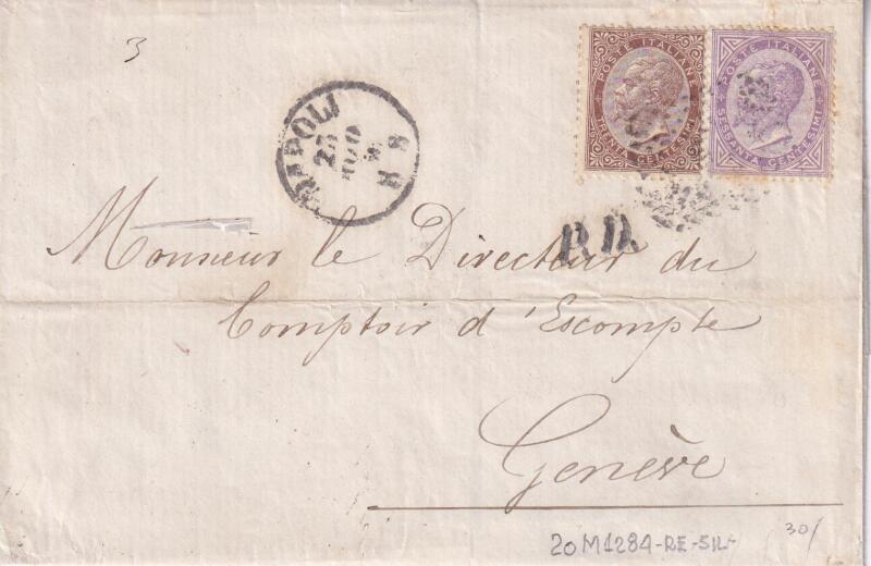 Storia postale Lettera da Napoli 23/08/1866 a Ginevra (Svizzera)