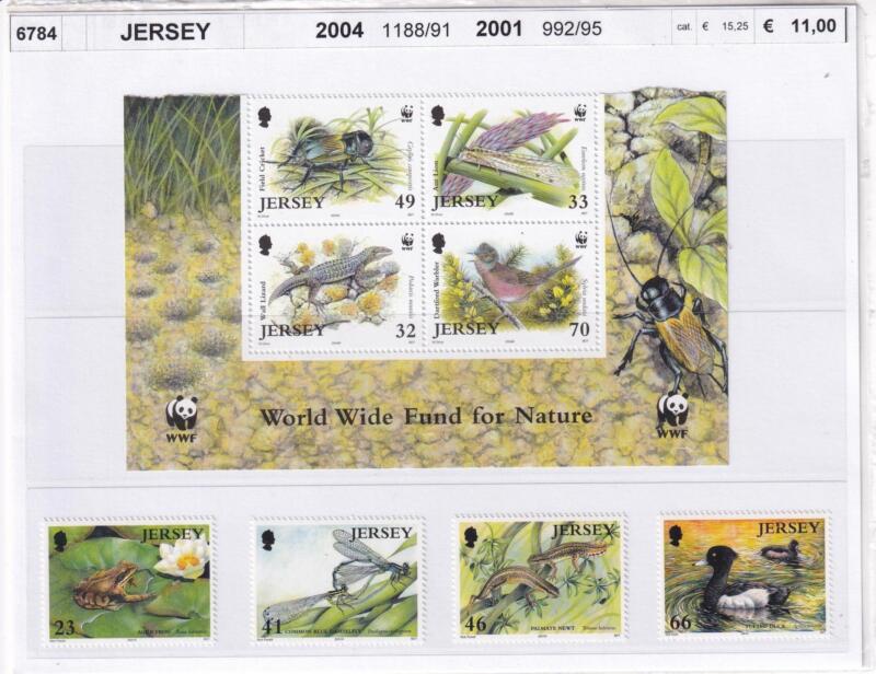 Francobolli e Foglietto Jersey, Anni 2001 e 2004, Varie emissioni (cat. n. 992-995, cat. n. 1188.1191)