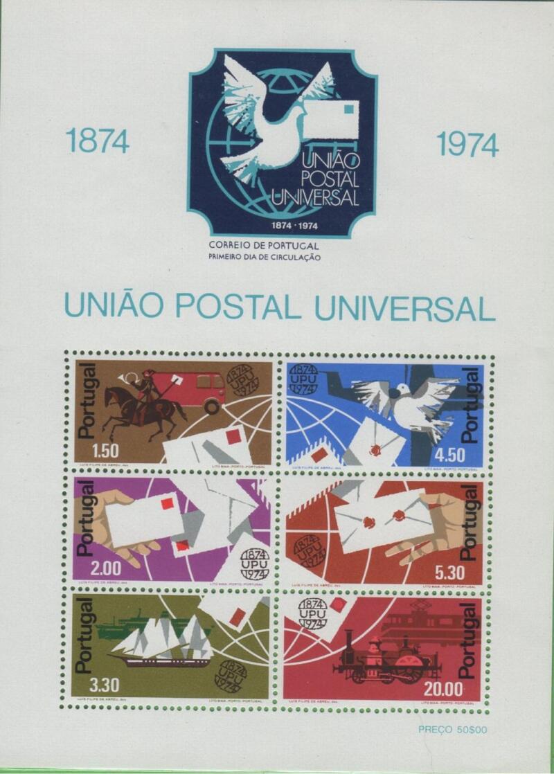 Foglietto Portogallo Anno 1974 Centenario dell’UPU (BF 15)