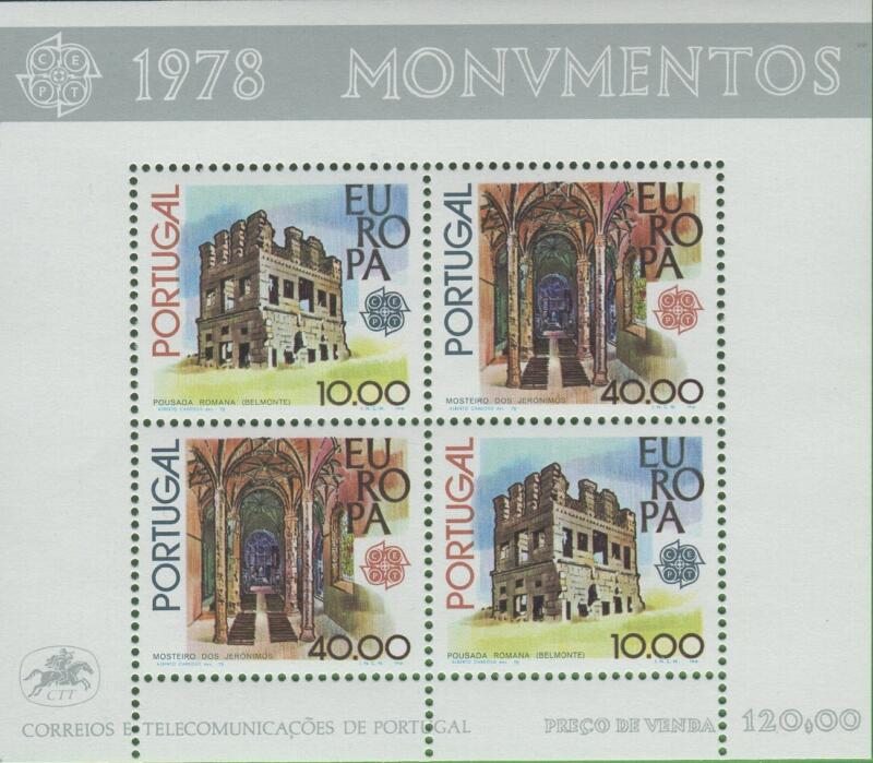 Foglietto Portogallo Anno 1978 Europa. Monumenti (BF 23)