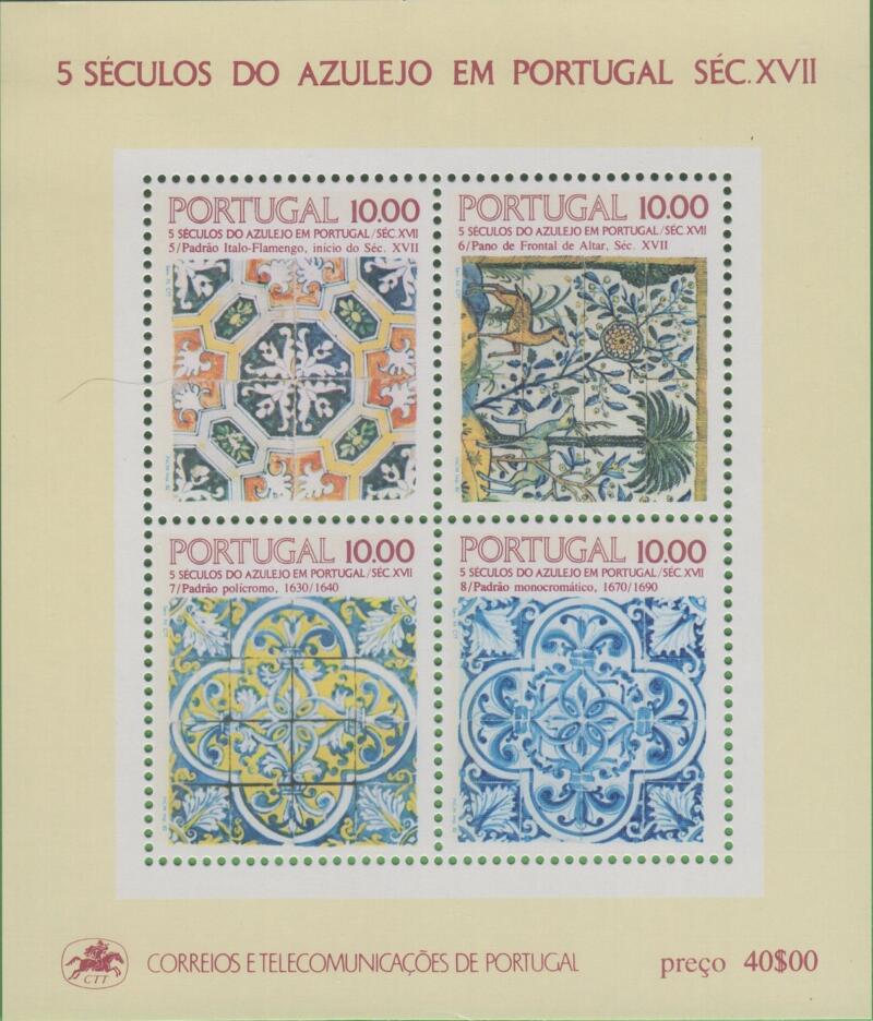Foglietto Portogallo Anno 1982 Maioliche portoghesi (BF 39)
