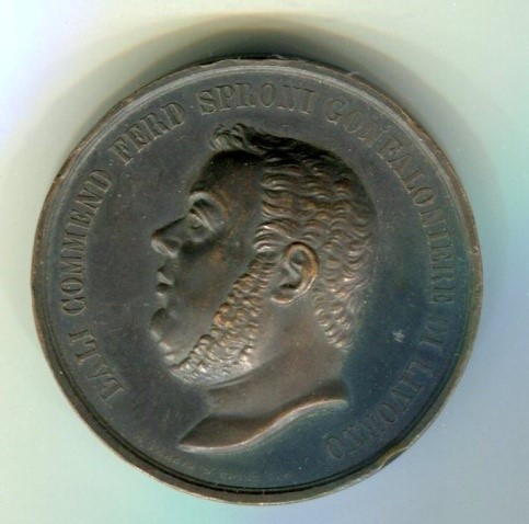 Medaglia commemorativa. G. Bali Ferd Sproni Livorno 1789/1844 Fabris D. Udine scultore. Rame Dam 49 Bb